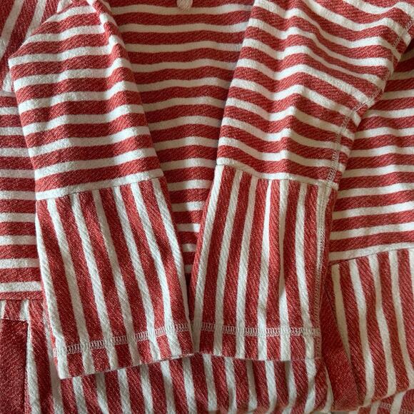 J. Crew Flip-Striped Sweatshirt Size L Red White Cotton Preppy Beach Coastal - Picture 6 of 11